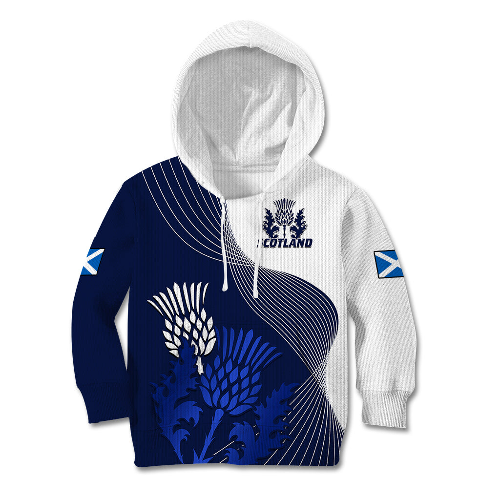 Scotland Rugby Kid Hoodie Thistle Unique Go Scottish Blue Version - Wonder Print Shop