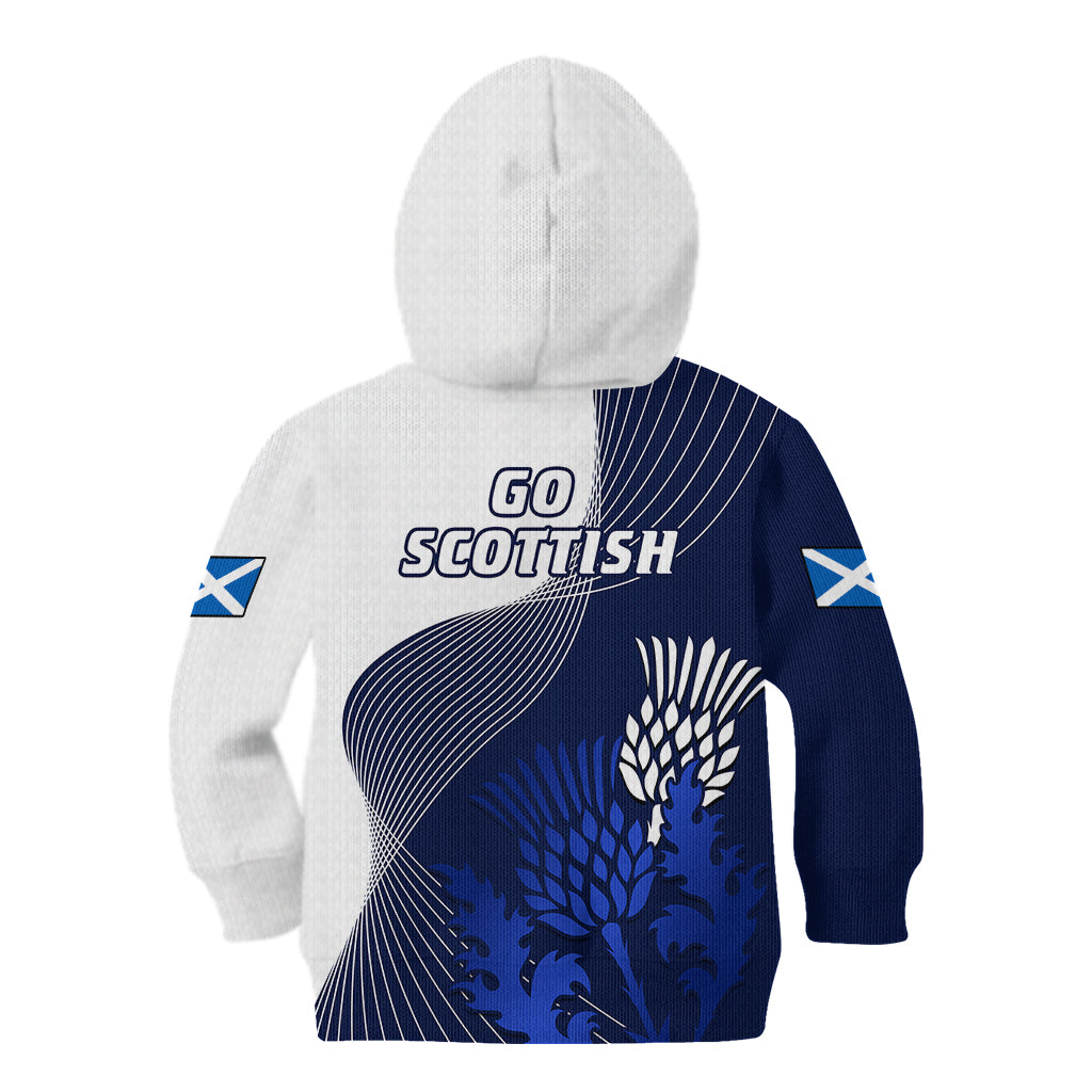 Scotland Rugby Kid Hoodie Thistle Unique Go Scottish Blue Version - Wonder Print Shop