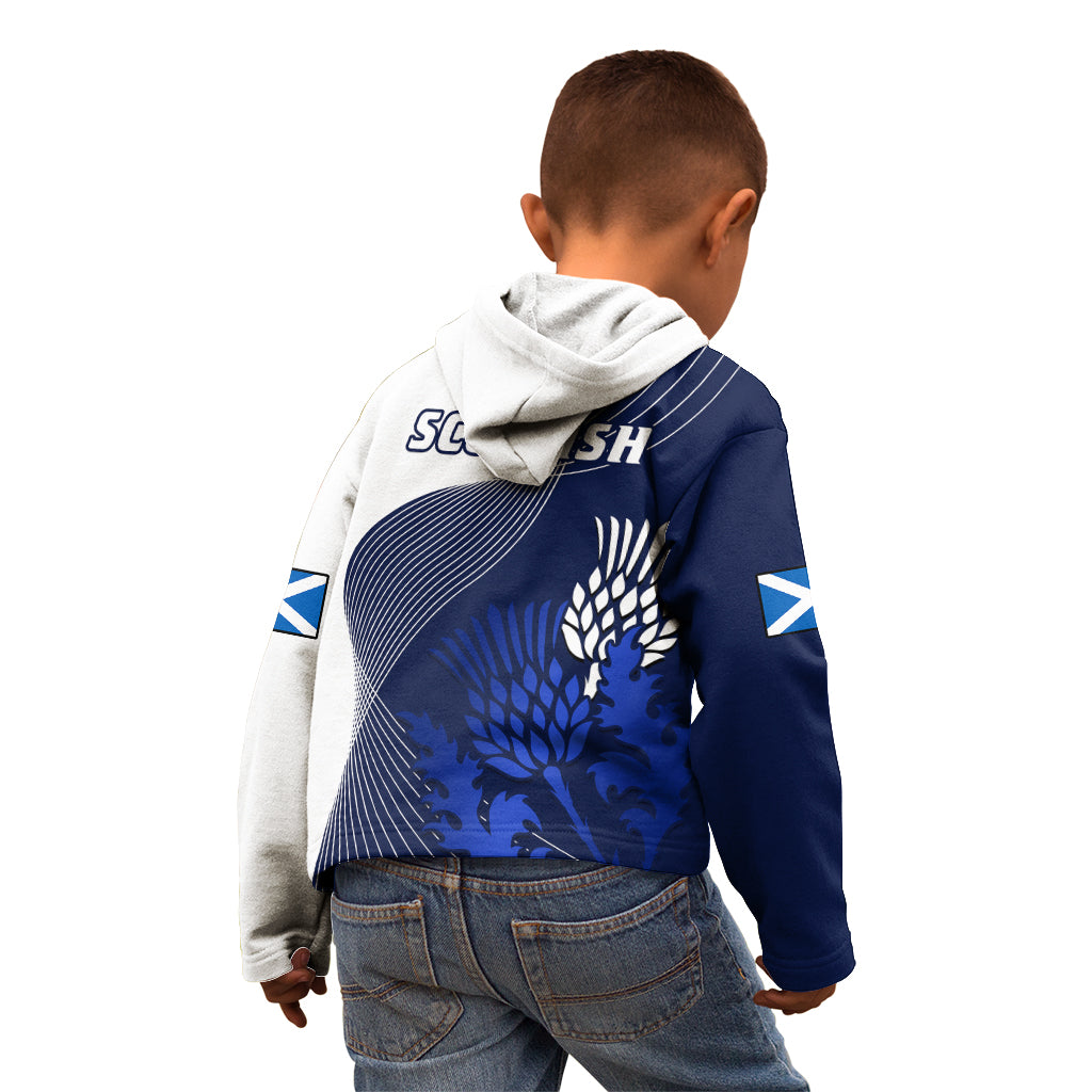 Scotland Rugby Kid Hoodie Thistle Unique Go Scottish Blue Version - Wonder Print Shop