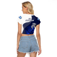 Scotland Rugby Raglan Cropped T Shirt Thistle Unique Go Scottish Blue Version - Wonder Print Shop