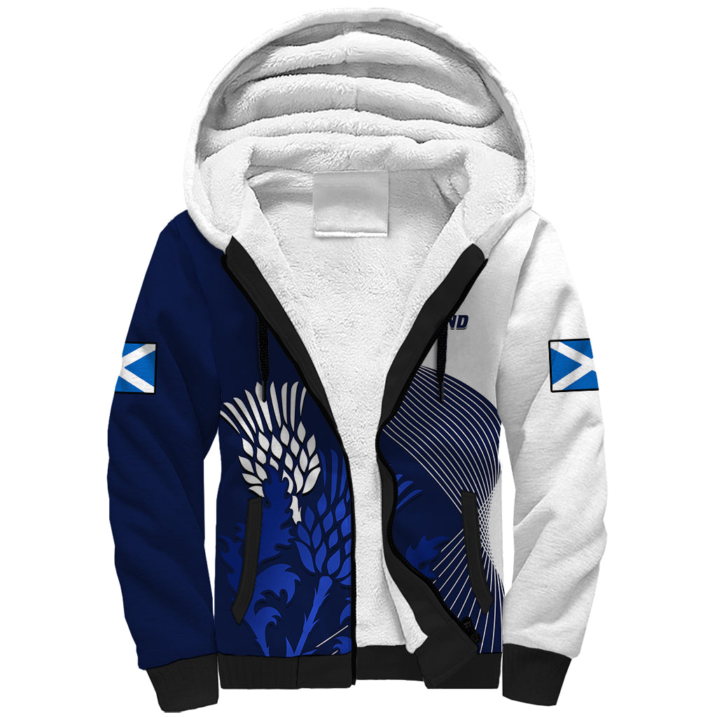 Scotland Rugby Sherpa Hoodie Thistle Unique Go Scottish Blue Version - Wonder Print Shop