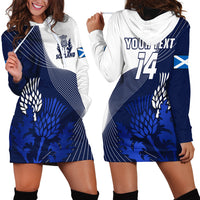 (Custom Text And Number) Scotland Rugby Hoodie Dress Thistle Unique Go Scottish Blue Version - Wonder Print Shop