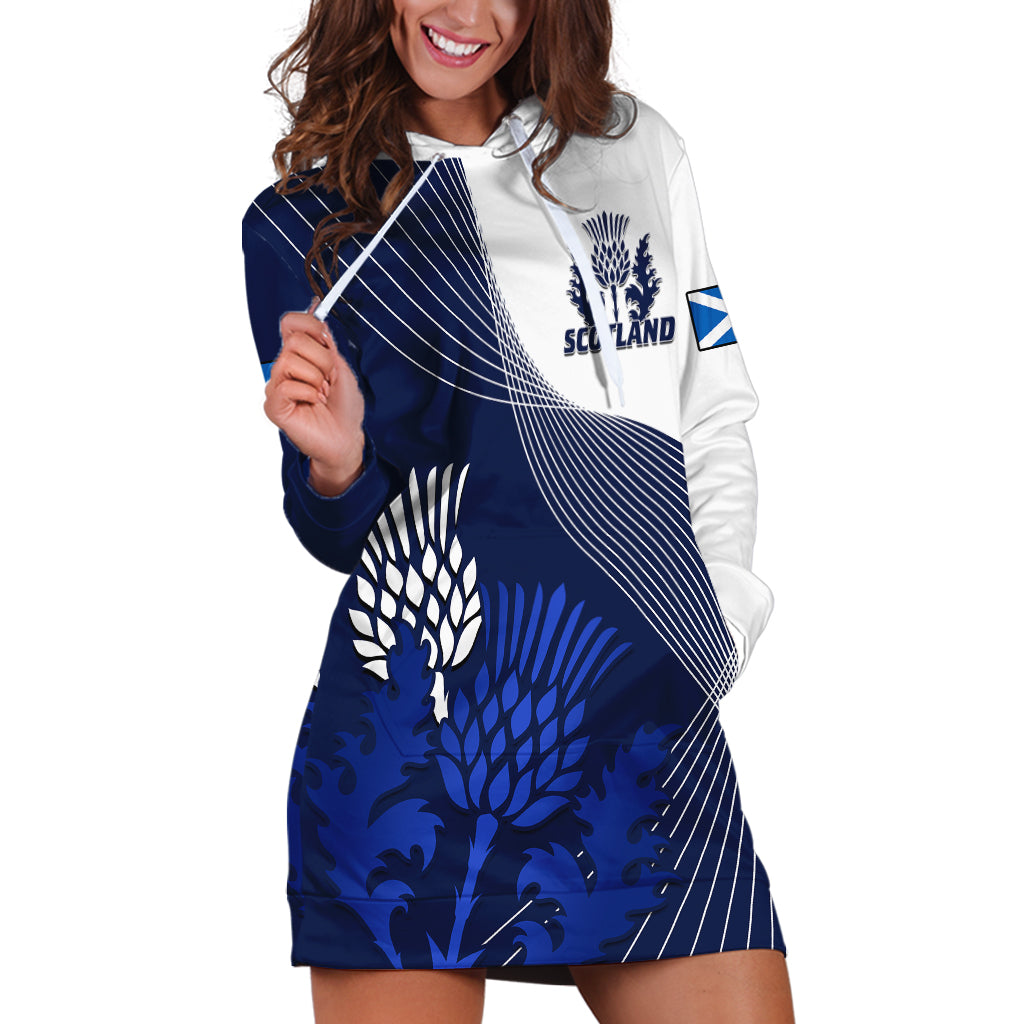 (Custom Text And Number) Scotland Rugby Hoodie Dress Thistle Unique Go Scottish Blue Version - Wonder Print Shop