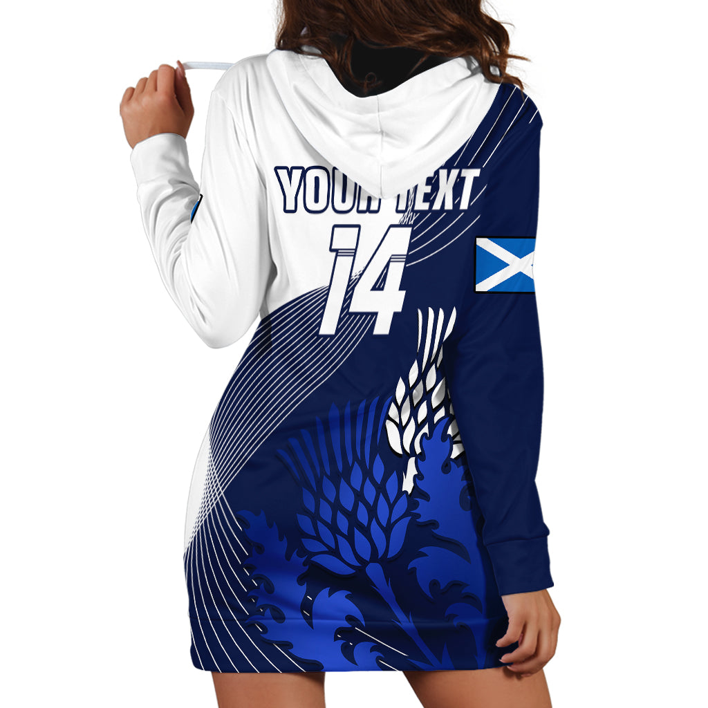 (Custom Text And Number) Scotland Rugby Hoodie Dress Thistle Unique Go Scottish Blue Version - Wonder Print Shop