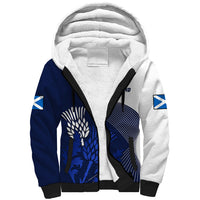 (Custom Text And Number) Scotland Rugby Sherpa Hoodie Thistle Unique Go Scottish Blue Version - Wonder Print Shop