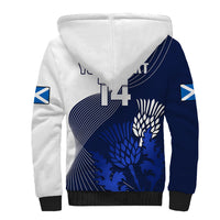 (Custom Text And Number) Scotland Rugby Sherpa Hoodie Thistle Unique Go Scottish Blue Version - Wonder Print Shop