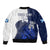 (Custom Text And Number) Scotland Rugby Sleeve Zip Bomber Jacket Thistle Unique Go Scottish Blue Version - Wonder Print Shop