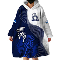 (Custom Text And Number) Scotland Rugby Wearable Blanket Hoodie Thistle Unique Go Scottish Blue Version - Wonder Print Shop