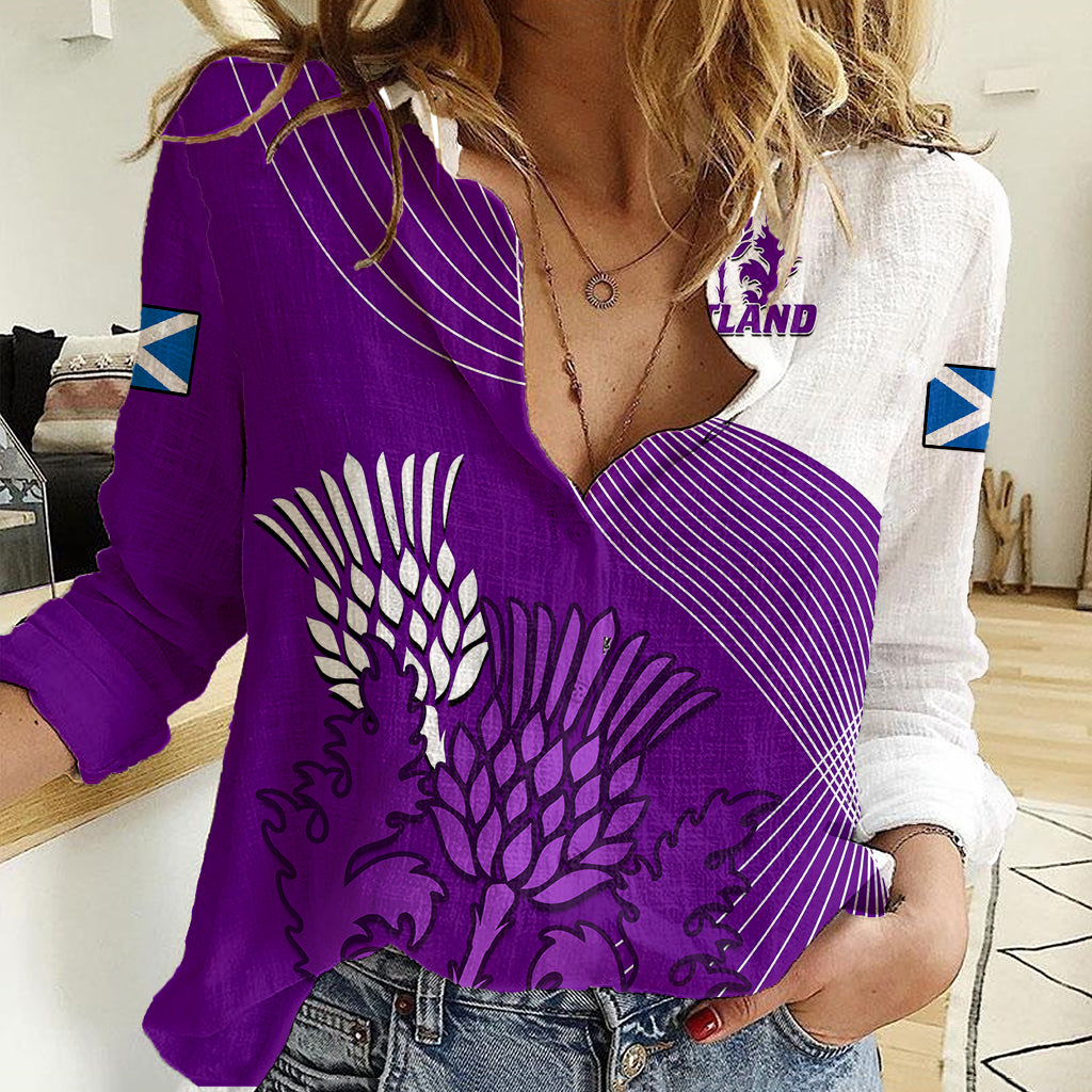 Scotland Rugby Women Casual Shirt Thistle Unique Go Scottish Purple Version - Wonder Print Shop