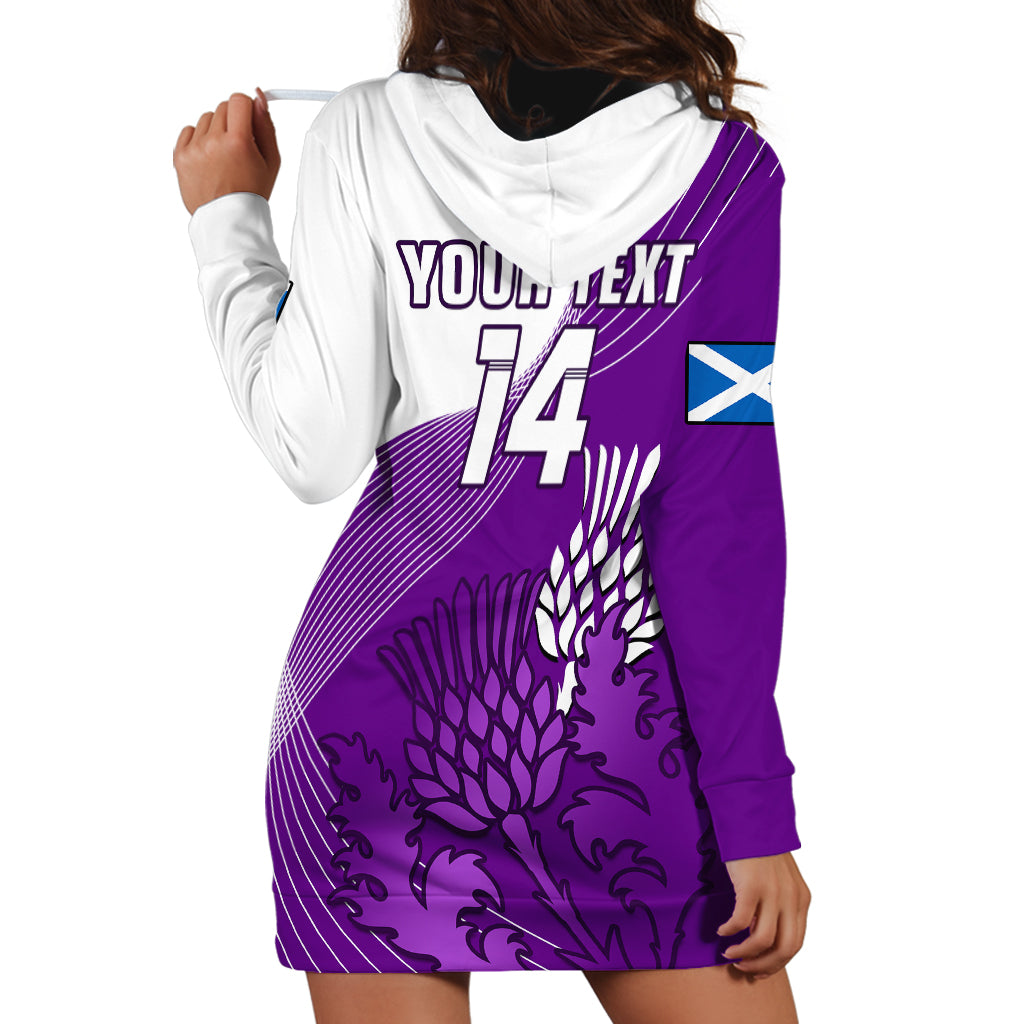(Custom Text And Number) Scotland Rugby Hoodie Dress Thistle Unique Go Scottish Purple Version - Wonder Print Shop