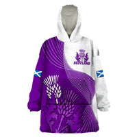 (Custom Text And Number) Scotland Rugby Wearable Blanket Hoodie Thistle Unique Go Scottish Purple Version - Wonder Print Shop