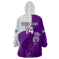 (Custom Text And Number) Scotland Rugby Wearable Blanket Hoodie Thistle Unique Go Scottish Purple Version - Wonder Print Shop