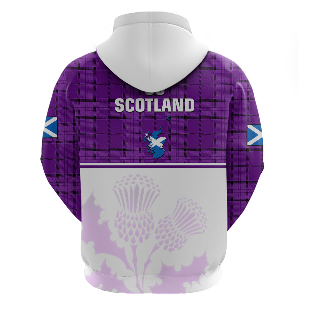 Scotland Rugby Hoodie Thistle Mix Tartan Scottish Map Sporty Version Purple - Wonder Print Shop