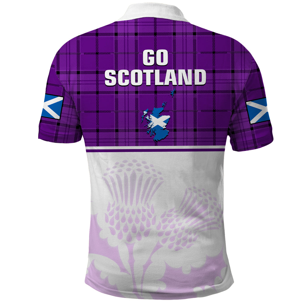 Scotland Rugby Polo Shirt Thistle Mix Tartan Scottish Map Sporty Version Purple - Wonder Print Shop