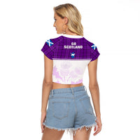 Scotland Rugby Raglan Cropped T Shirt Thistle Mix Tartan Scottish Map Sporty Version Purple - Wonder Print Shop