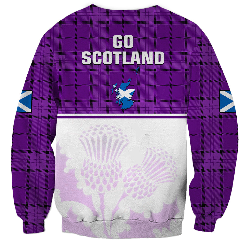 Scotland Rugby Sweatshirt Thistle Mix Tartan Scottish Map Sporty Version Purple - Wonder Print Shop