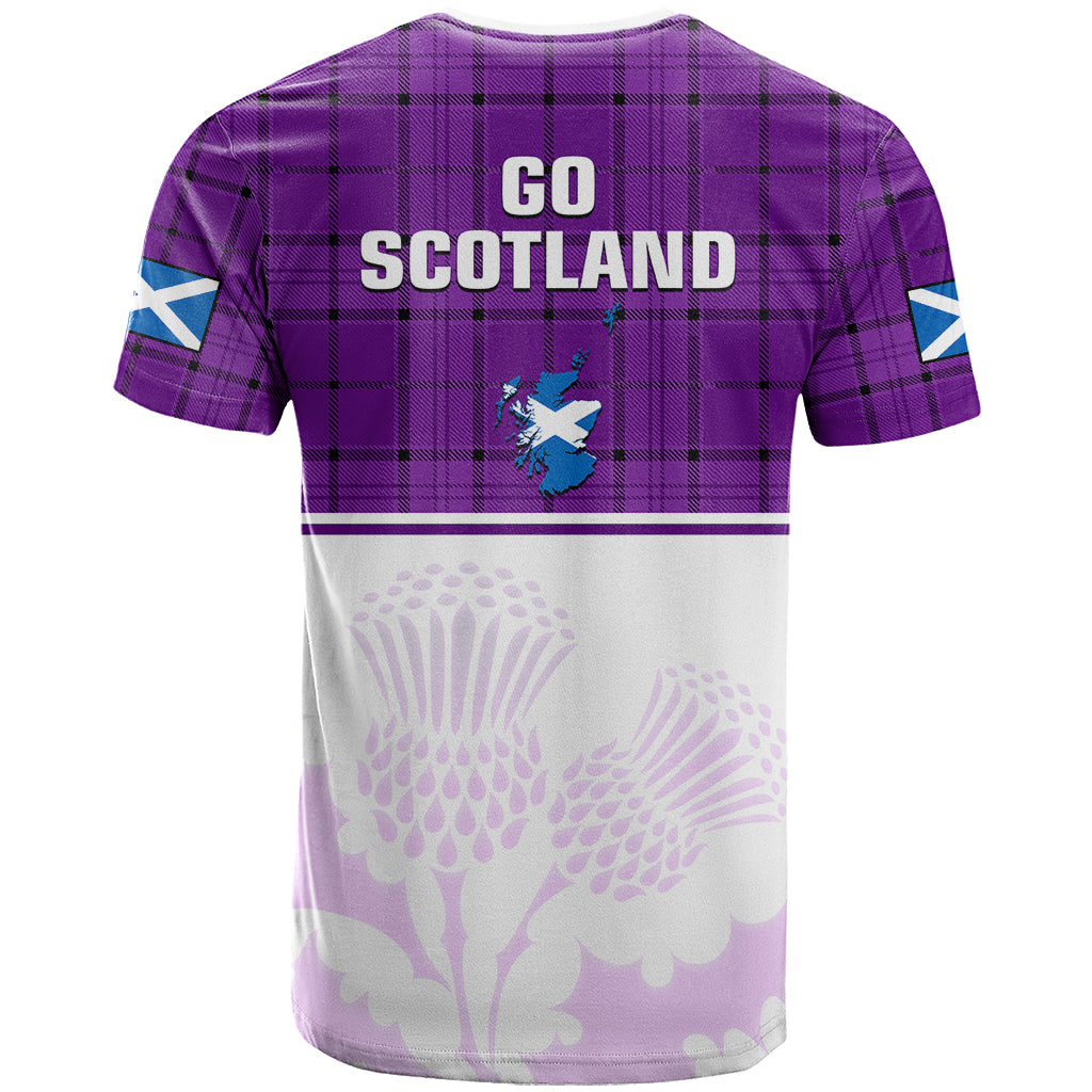 Scotland Rugby T Shirt Thistle Mix Tartan Scottish Map Sporty Version Purple - Wonder Print Shop
