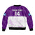 (Custom Text And Number) Scotland Rugby Sleeve Zip Bomber Jacket Thistle Mix Tartan Scottish Map Sporty Version Purple - Wonder Print Shop