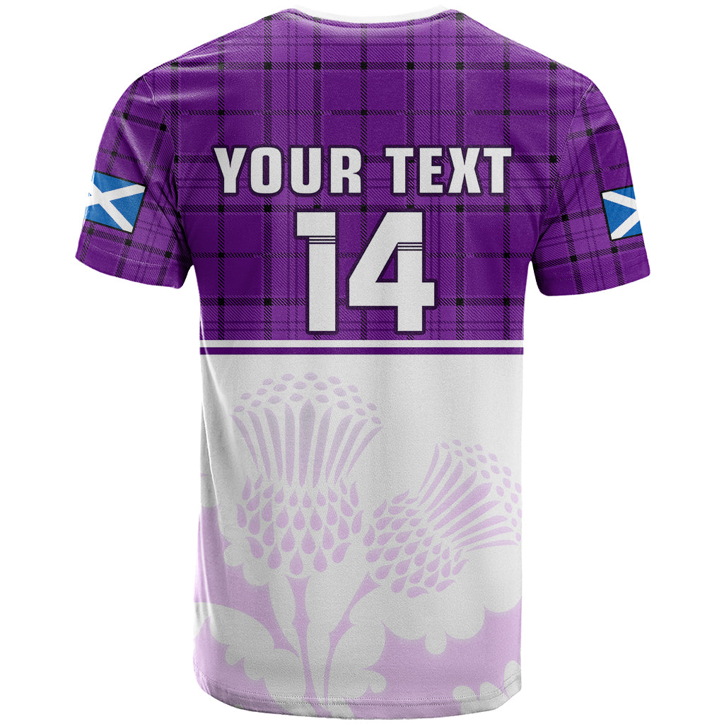 Custom Scotland Rugby T Shirt Thistle Mix Tartan Scottish Map Sporty Version Purple - Wonder Print Shop
