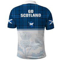 Scotland Rugby Polo Shirt Thistle Mix Tartan Scottish Map Sporty Version Blue - Wonder Print Shop