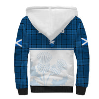 Scotland Rugby Sherpa Hoodie Thistle Mix Tartan Scottish Map Sporty Version Blue - Wonder Print Shop