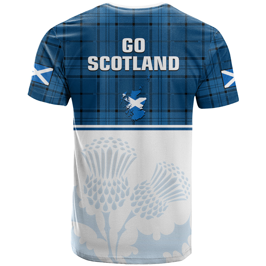 Scotland Rugby T Shirt Thistle Mix Tartan Scottish Map Sporty Version Blue - Wonder Print Shop