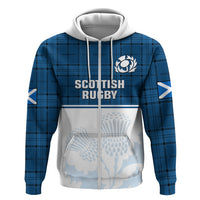 Custom Scotland Rugby Hoodie Thistle Mix Tartan Scottish Map Sporty Version Blue - Wonder Print Shop