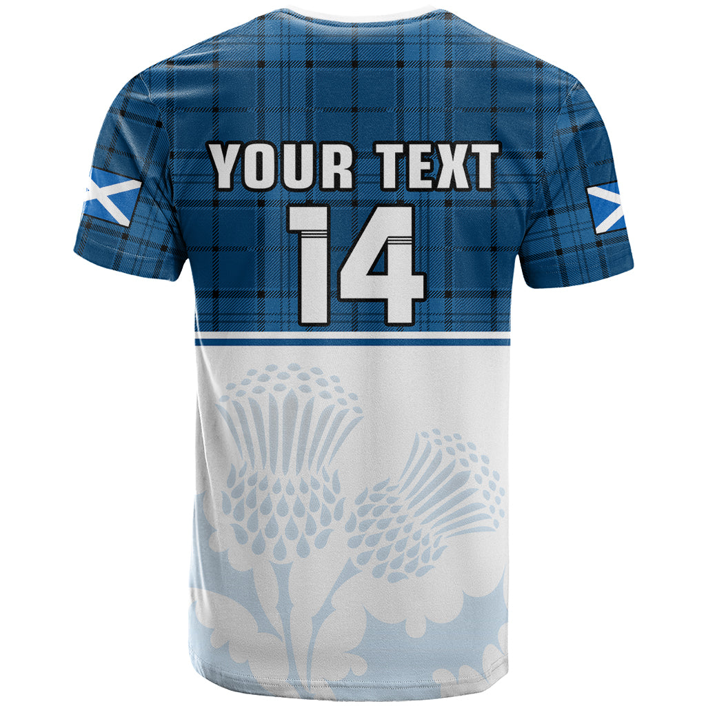 Custom Scotland Rugby T Shirt Thistle Mix Tartan Scottish Map Sporty Version Blue - Wonder Print Shop