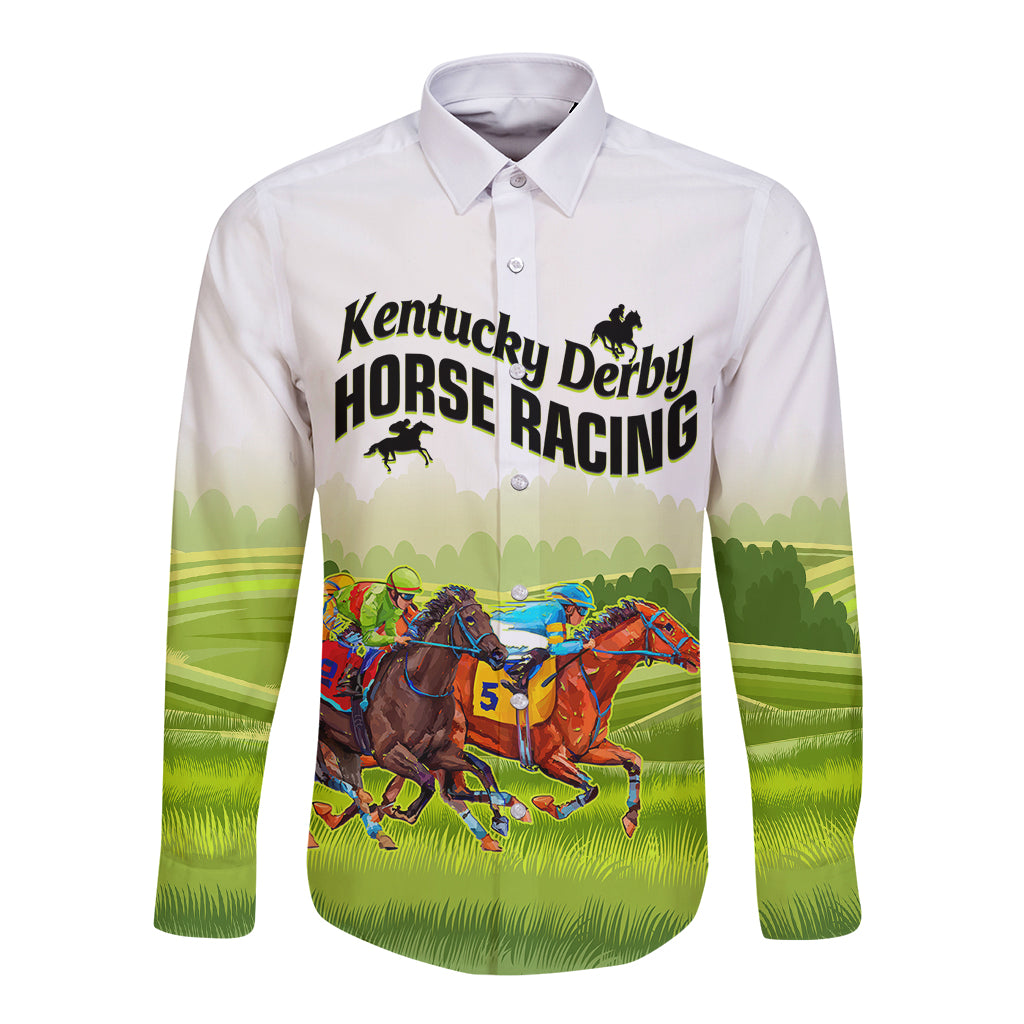 Personalised Kentucky Horse Racing Long Sleeve Button Shirt 2023 Dynamic - Wonder Print Shop