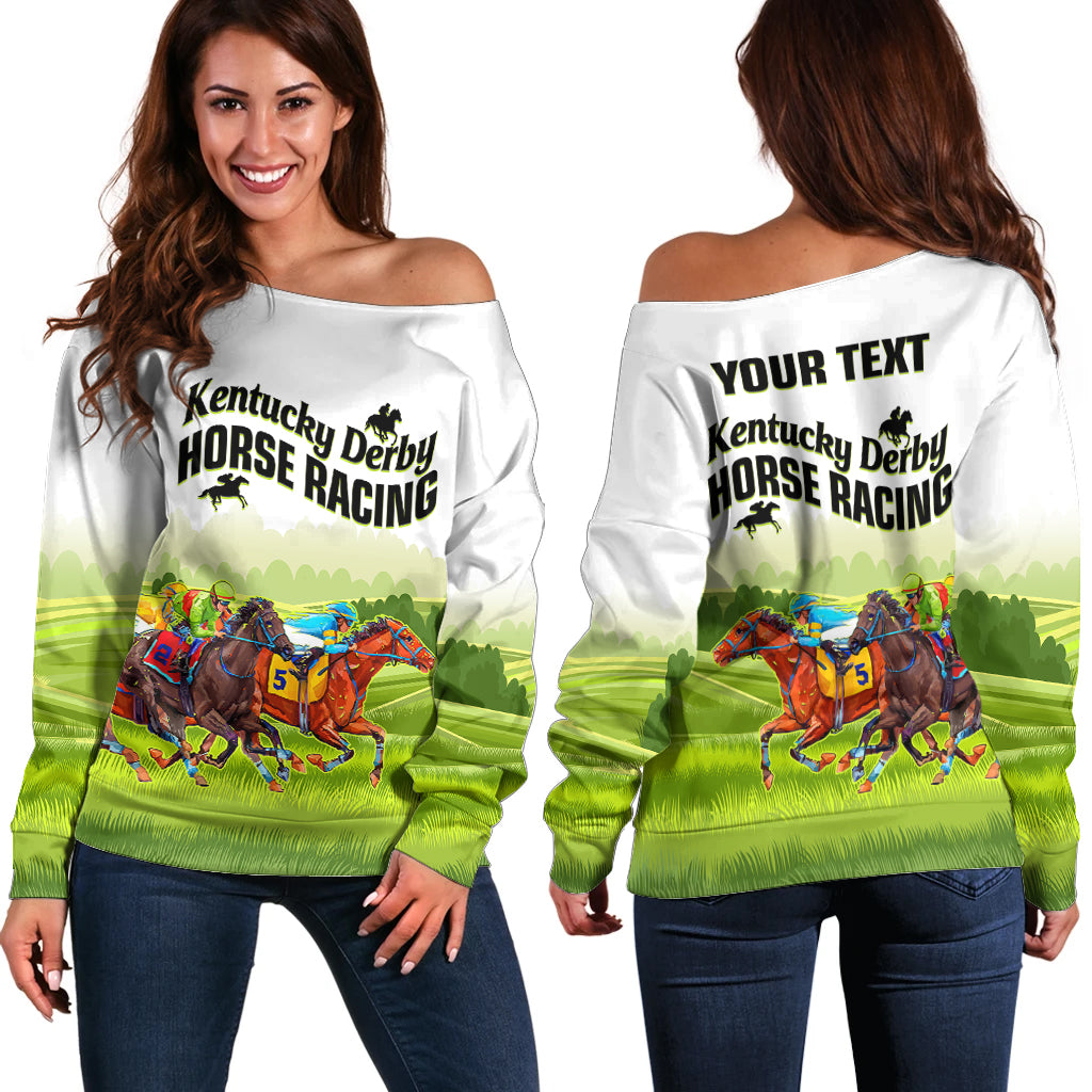 Personalised Kentucky Horse Racing Off Shoulder Sweater 2023 Dynamic - Wonder Print Shop