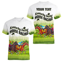 Personalised Kentucky Horse Racing Women V Neck T Shirt 2023 Dynamic - Wonder Print Shop