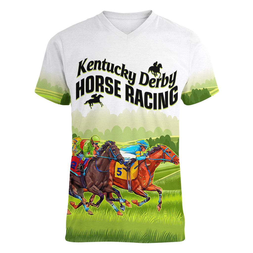 Personalised Kentucky Horse Racing Women V Neck T Shirt 2023 Dynamic - Wonder Print Shop