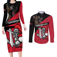 Custom Trinidad and Tobago Cricket Knight Riders Couples Matching Long Sleeve Bodycon Dress and Long Sleeve Button Shirt Go Trinbago