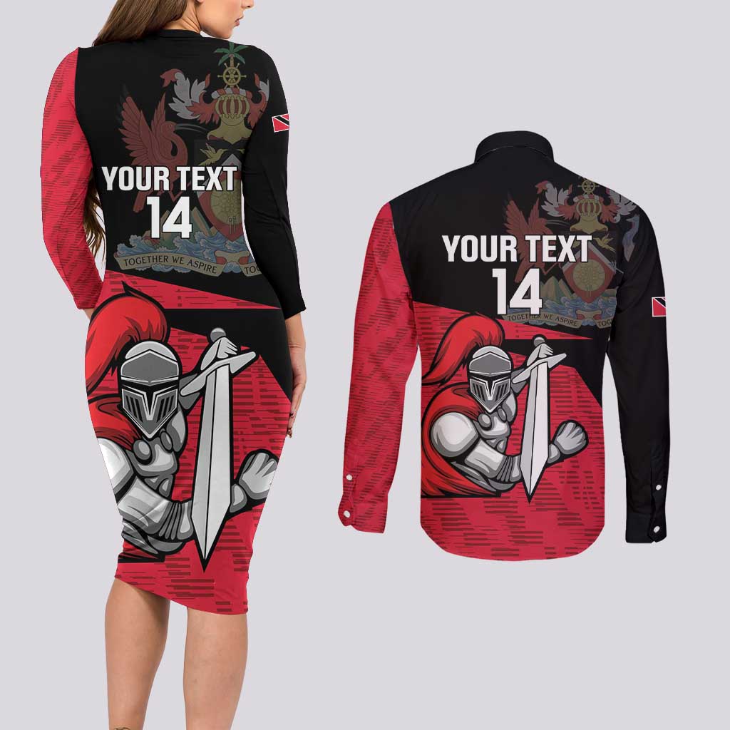 Custom Trinidad and Tobago Cricket Knight Riders Couples Matching Long Sleeve Bodycon Dress and Long Sleeve Button Shirt Go Trinbago