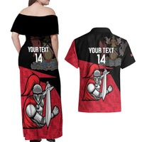 Custom Trinidad and Tobago Cricket Knight Riders Couples Matching Off Shoulder Maxi Dress and Hawaiian Shirt Go Trinbago