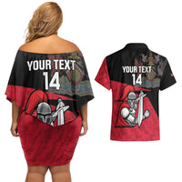 Custom Trinidad and Tobago Cricket Knight Riders Couples Matching Off Shoulder Short Dress and Hawaiian Shirt Go Trinbago