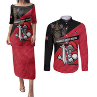 Custom Trinidad and Tobago Cricket Knight Riders Couples Matching Puletasi and Long Sleeve Button Shirt Go Trinbago