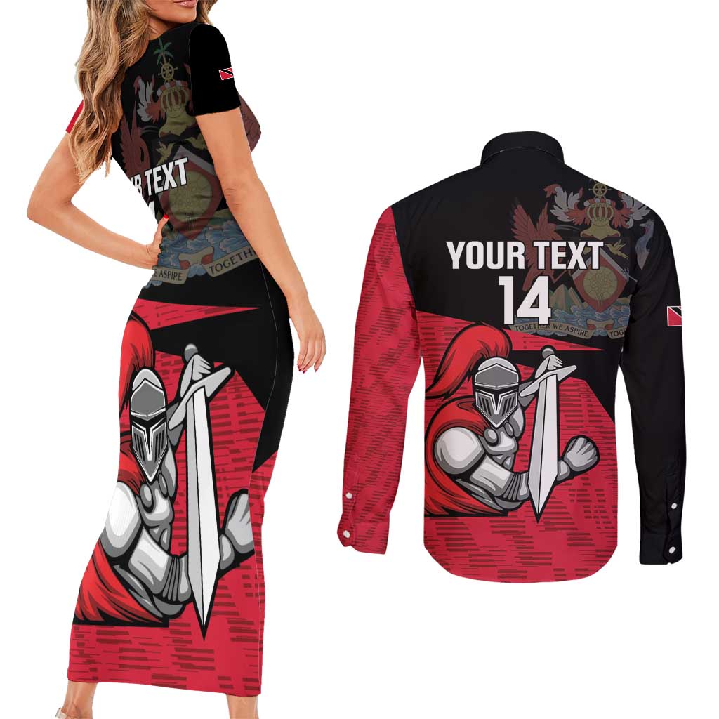 Custom Trinidad and Tobago Cricket Knight Riders Couples Matching Short Sleeve Bodycon Dress and Long Sleeve Button Shirt Go Trinbago
