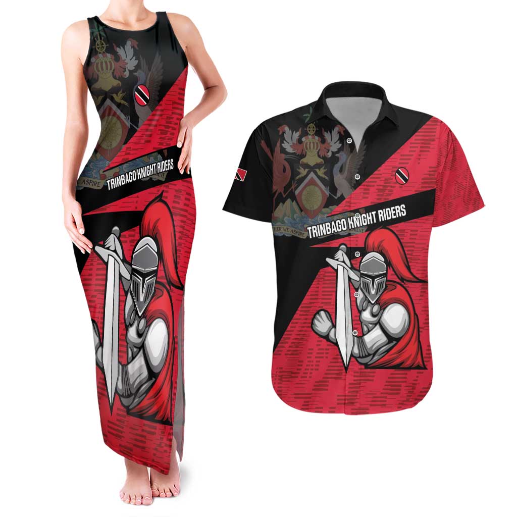 Custom Trinidad and Tobago Cricket Knight Riders Couples Matching Tank Maxi Dress and Hawaiian Shirt Go Trinbago