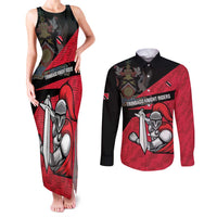 Custom Trinidad and Tobago Cricket Knight Riders Couples Matching Tank Maxi Dress and Long Sleeve Button Shirt Go Trinbago