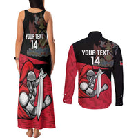 Custom Trinidad and Tobago Cricket Knight Riders Couples Matching Tank Maxi Dress and Long Sleeve Button Shirt Go Trinbago
