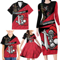 Custom Trinidad and Tobago Cricket Knight Riders Family Matching Long Sleeve Bodycon Dress and Hawaiian Shirt Go Trinbago