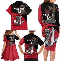 Custom Trinidad and Tobago Cricket Knight Riders Family Matching Long Sleeve Bodycon Dress and Hawaiian Shirt Go Trinbago