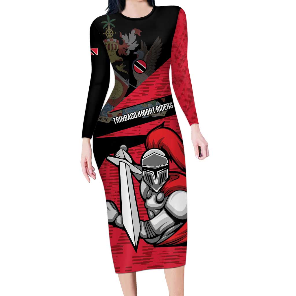 Custom Trinidad and Tobago Cricket Knight Riders Family Matching Long Sleeve Bodycon Dress and Hawaiian Shirt Go Trinbago