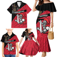 Custom Trinidad and Tobago Cricket Knight Riders Family Matching Mermaid Dress and Hawaiian Shirt Go Trinbago