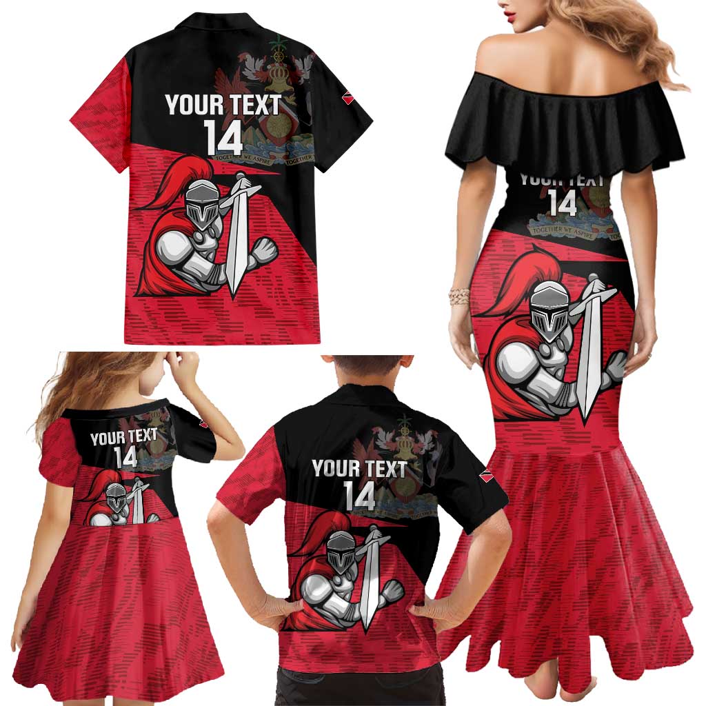 Custom Trinidad and Tobago Cricket Knight Riders Family Matching Mermaid Dress and Hawaiian Shirt Go Trinbago