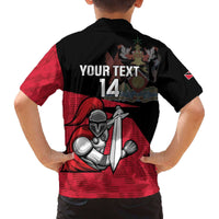 Custom Trinidad and Tobago Cricket Knight Riders Family Matching Off The Shoulder Long Sleeve Dress and Hawaiian Shirt Go Trinbago