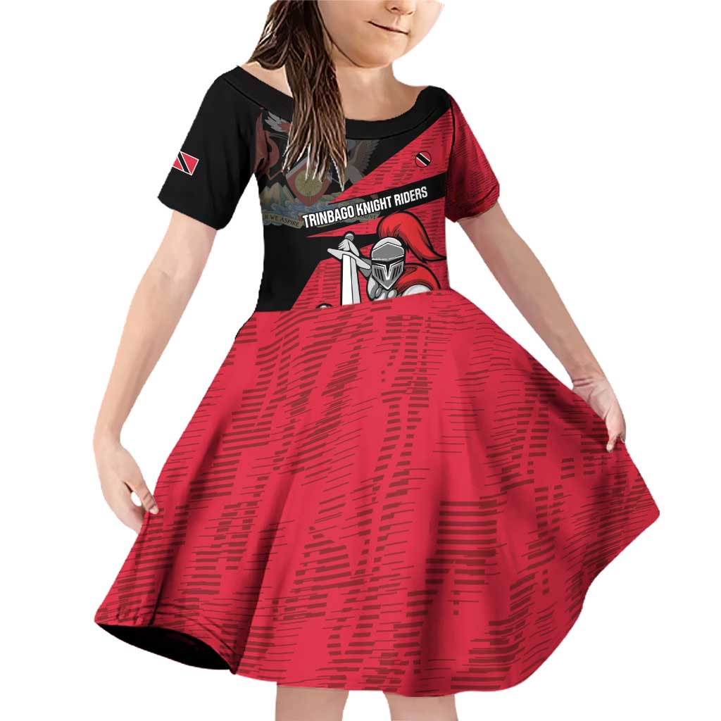 Custom Trinidad and Tobago Cricket Knight Riders Family Matching Off Shoulder Short Dress and Hawaiian Shirt Go Trinbago