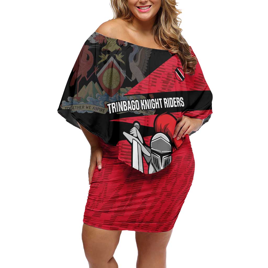 Custom Trinidad and Tobago Cricket Knight Riders Family Matching Off Shoulder Short Dress and Hawaiian Shirt Go Trinbago