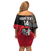 Custom Trinidad and Tobago Cricket Knight Riders Family Matching Off Shoulder Short Dress and Hawaiian Shirt Go Trinbago